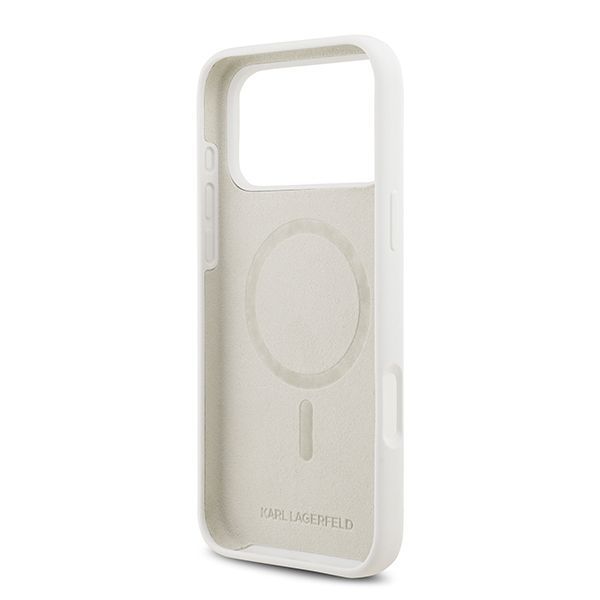 Lagerfeld для iPhone 17 Pro чехол Liquid Silicone Hearts Hard White (MagSafe)